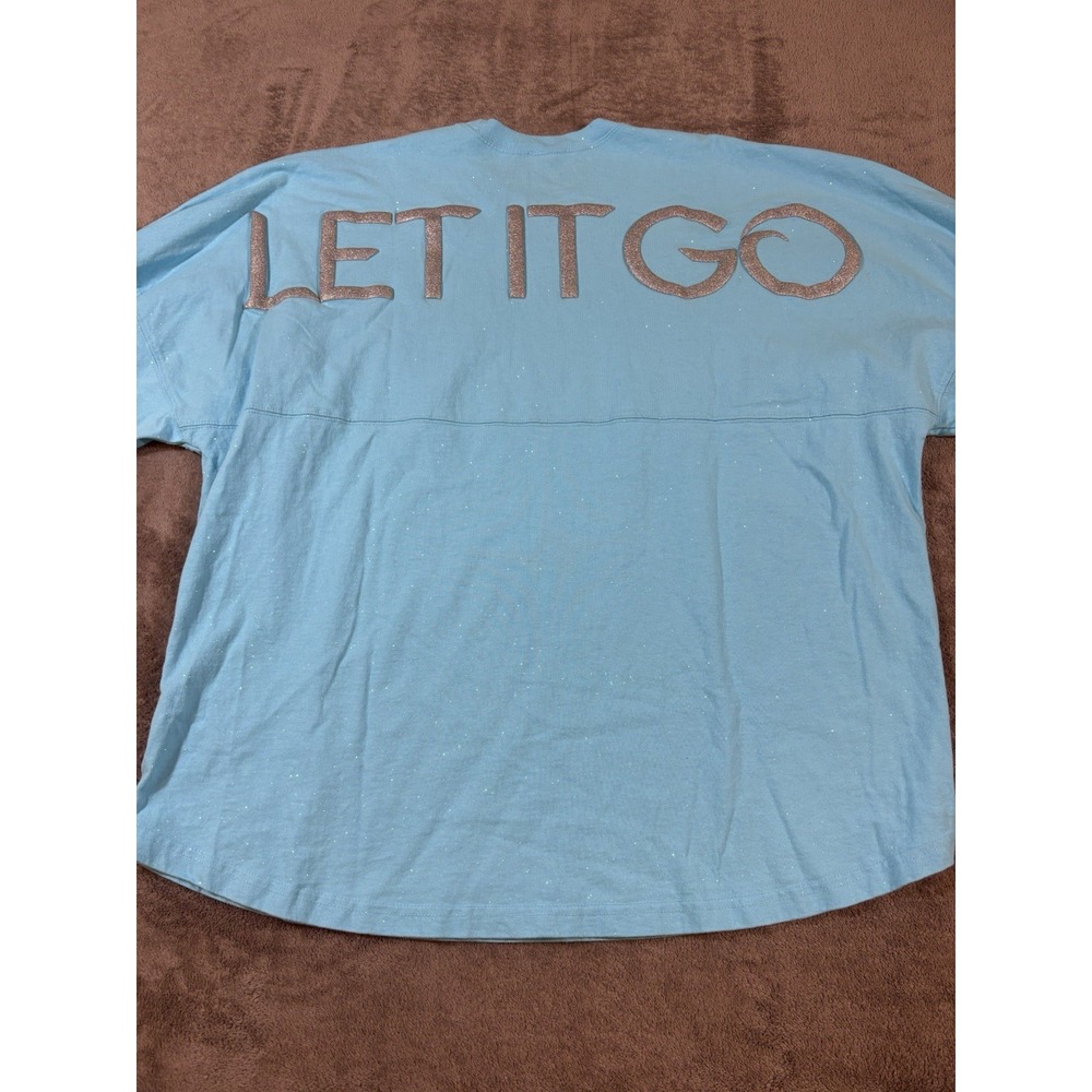 Disney x Spirit Jersey Frozen The Musical Light Blue Shimmery Long Sleeve Tee XL